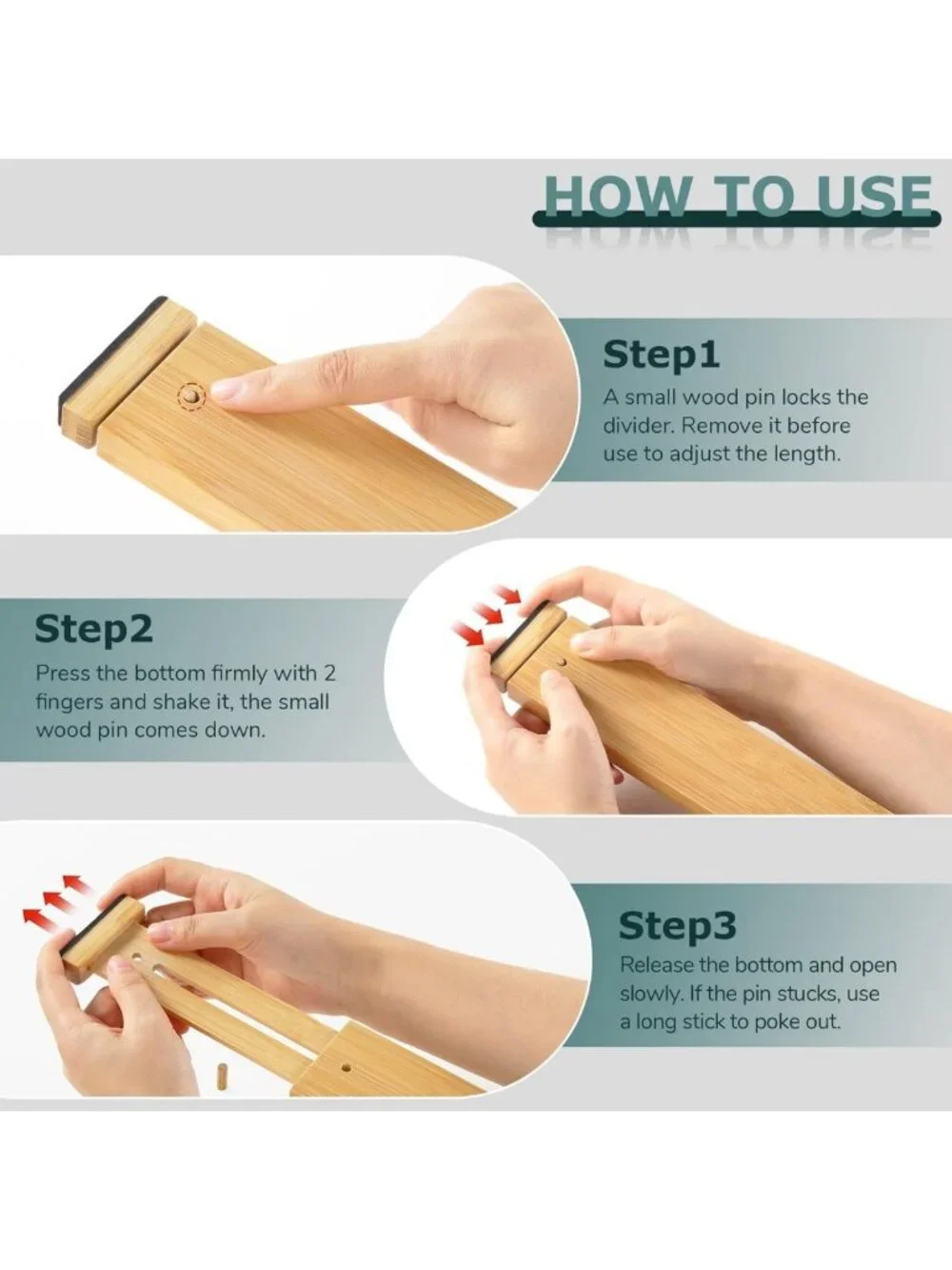 Adjustable Bamboo Drawer Dividers 4-Pack | Expandable Kitchen & Closet Organizer